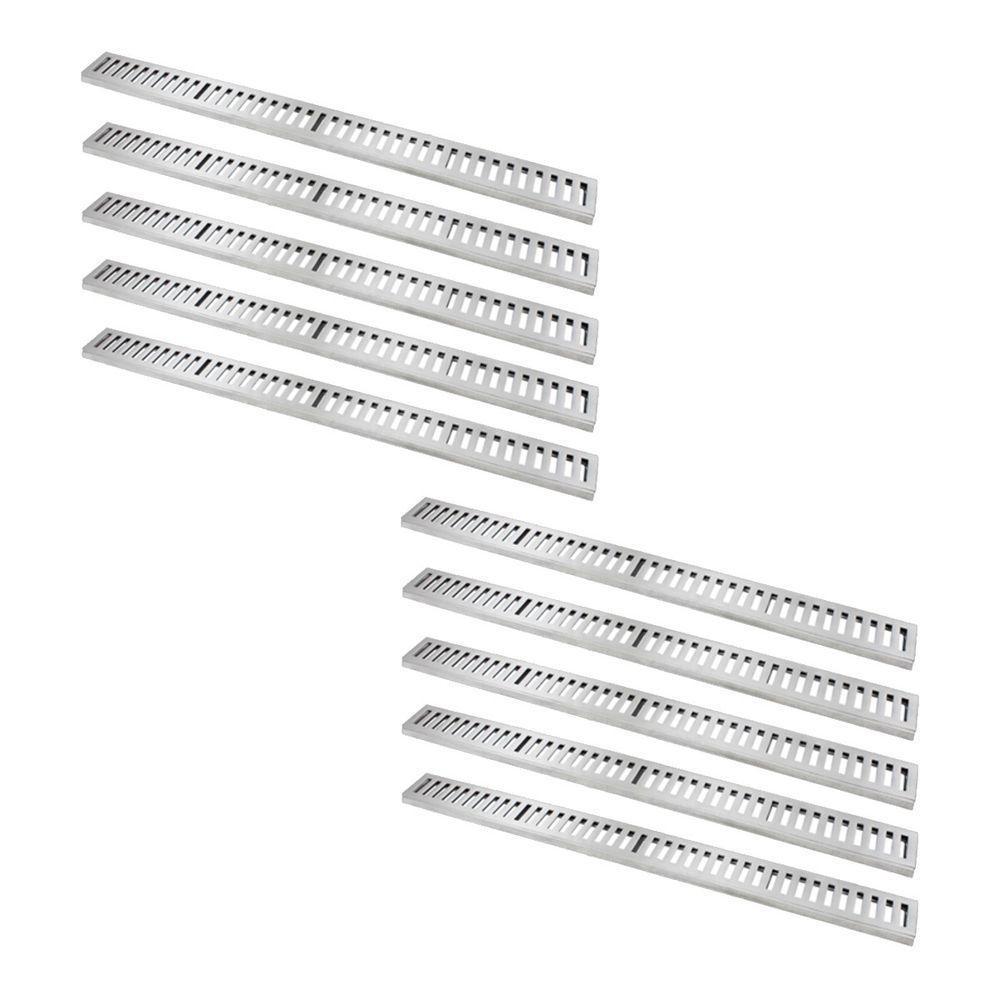 Kit 10 Ralo Grelha Linear Caixilho Alumínio Escovado15x100cm - 1