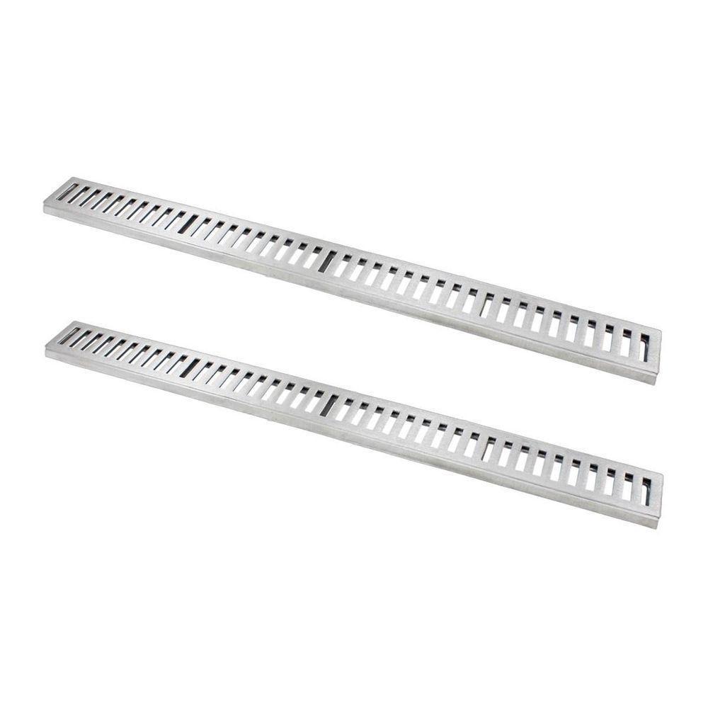 Kit 2 Ralo Grelha Linear Caixilho Alumínio Escovado 20x100cm - 1