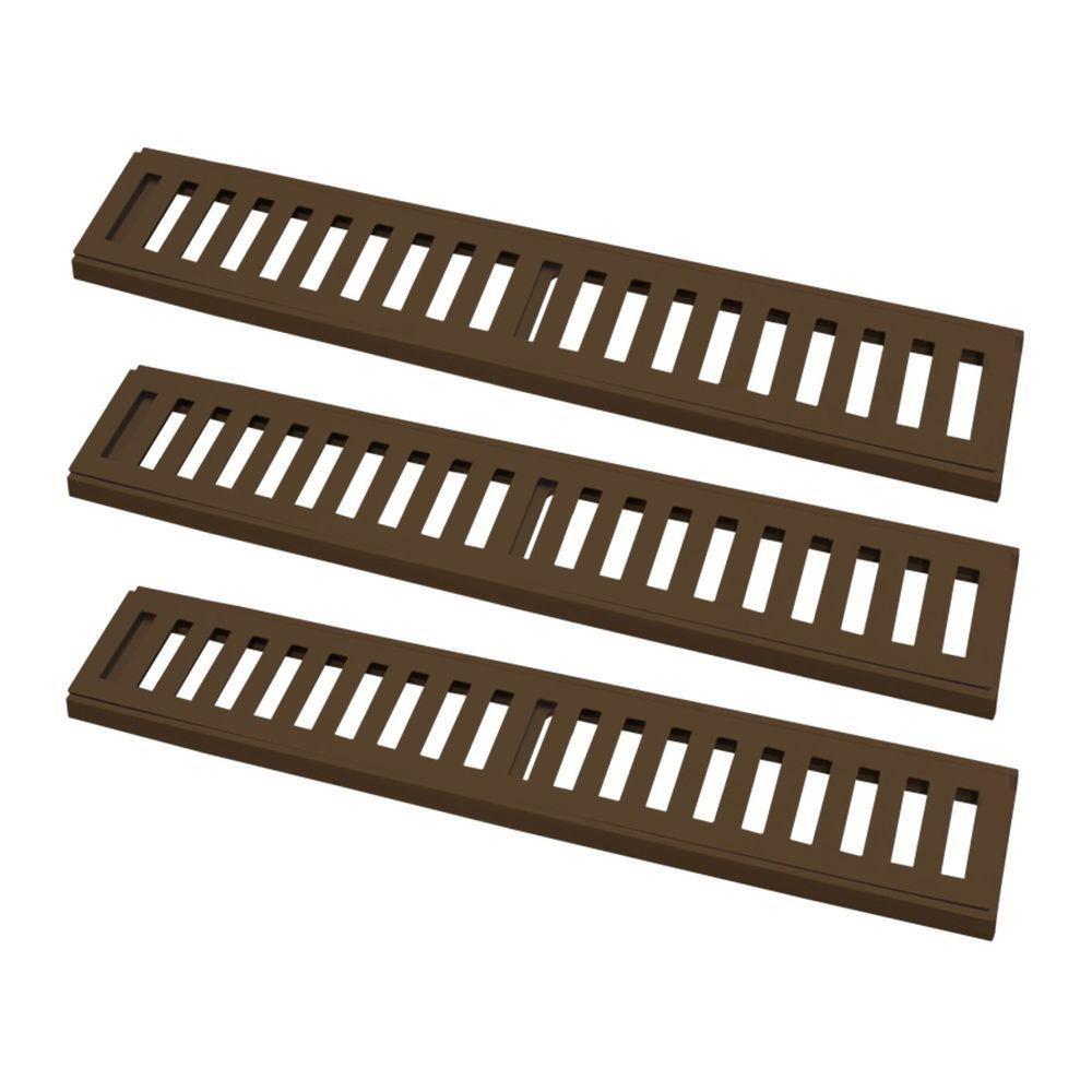 Kit 3 Ralo Grelha Linear Caixilho Alumínio Marrom 10x50cm - 1
