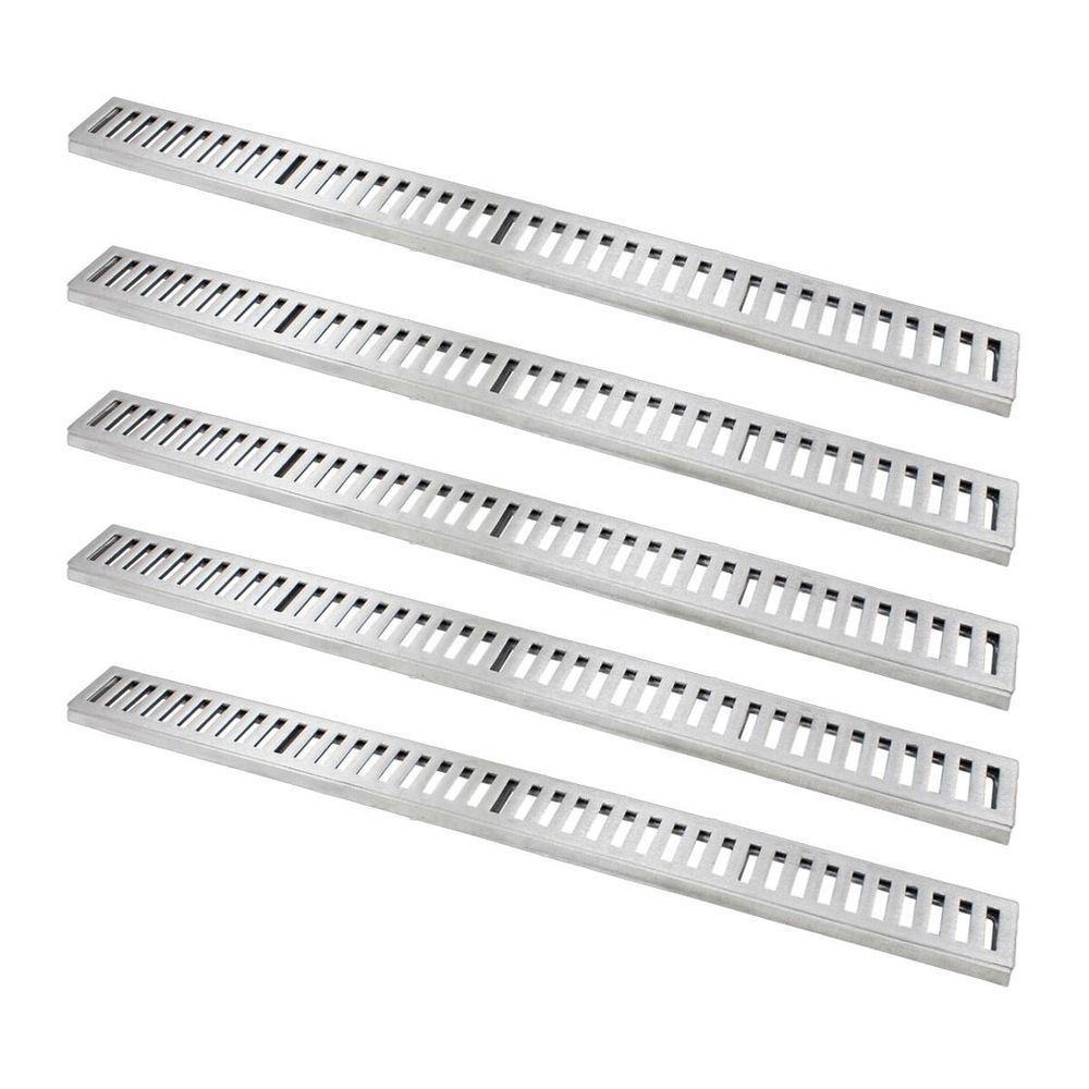 Kit 5 Ralo Grelha Linear Caixilho Alumínio Escovado 20x100cm - 1