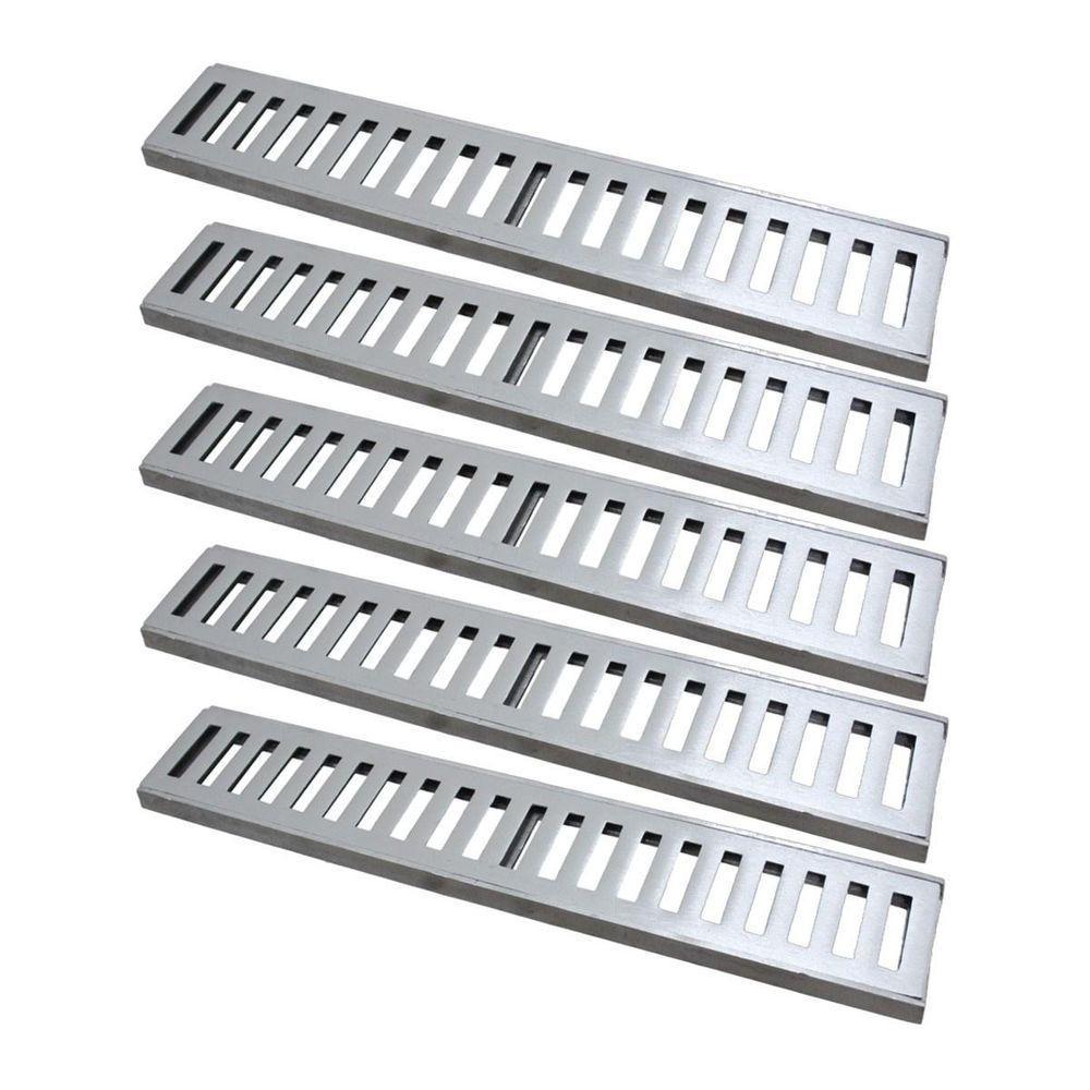 Kit 5 Ralo Grelha Linear Caixilho Em Alumínio Polido 20x50cm - 1