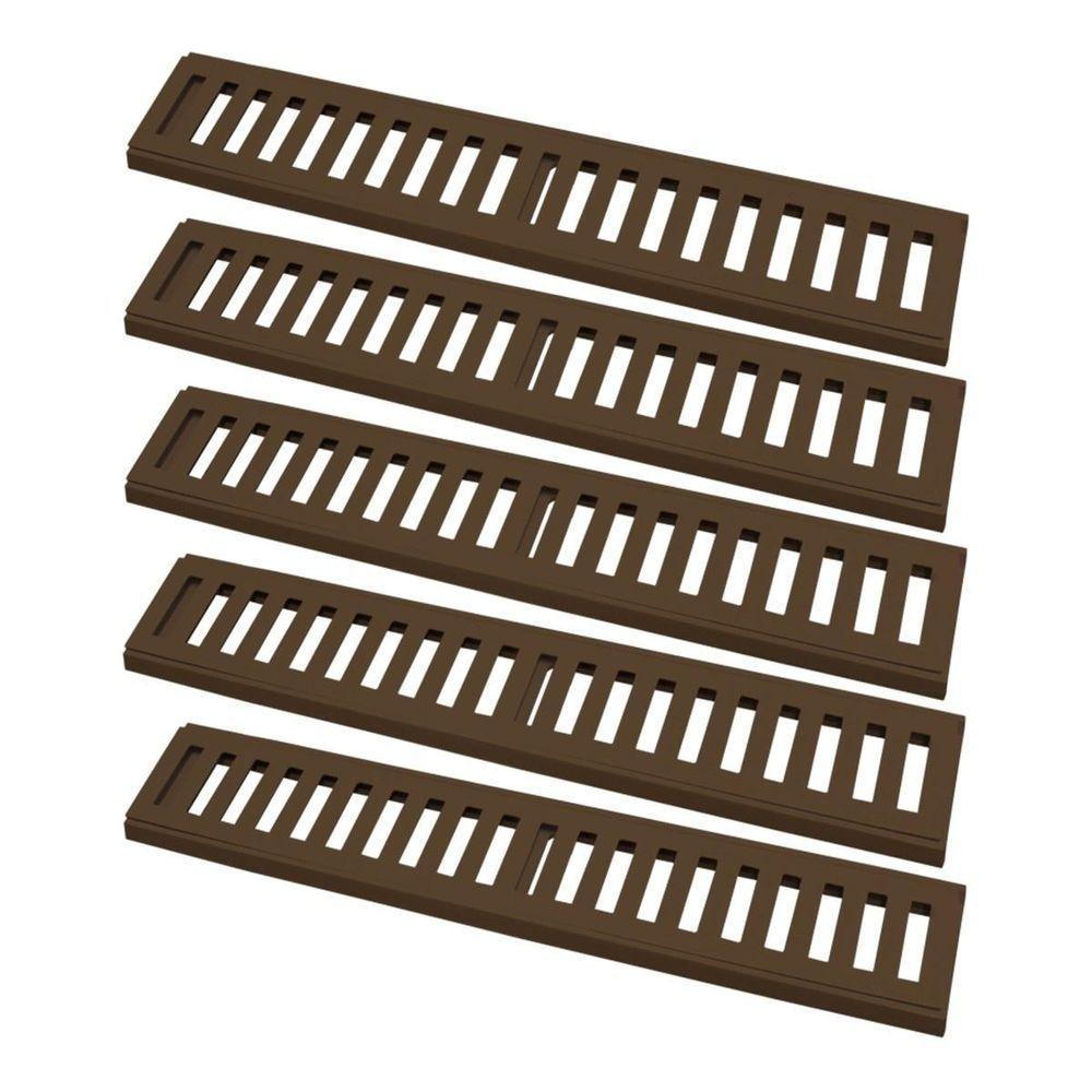 Kit 5 Ralo Grelha Linear Caixilho Em Alumínio Marrom 20x50cm - 1