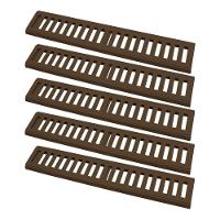 Kit 5 Ralo Grelha Linear Caixilho Em Alumínio Marrom 20x50cm - 1