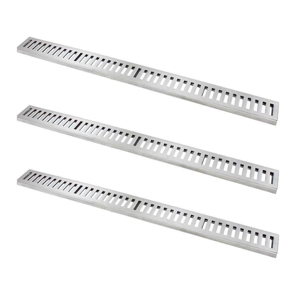 Kit 3 Ralo Grelha Linear Caixilho Alumínio Polido 15x100cm - 1