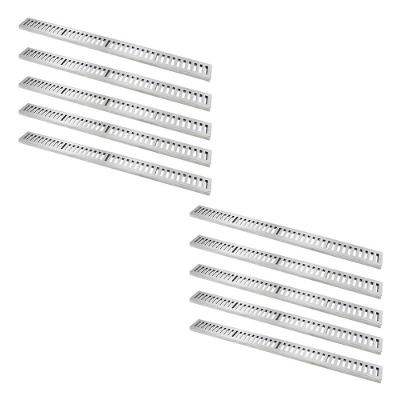 Kit 10 Ralo Grelha Linear Caixilho Alumínio Escovado10x100cm