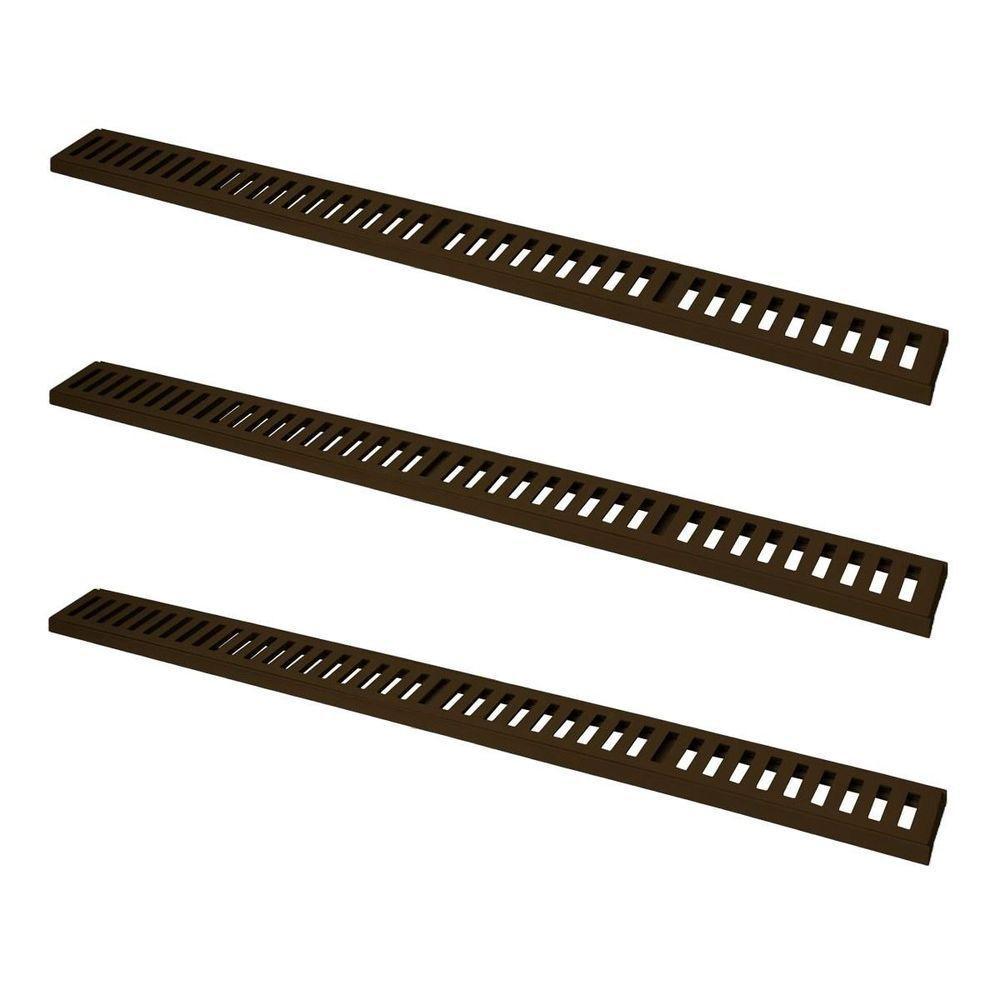 Kit 3 Ralo Grelha Linear Caixilho Alumínio Marrom 20x100cm - 1