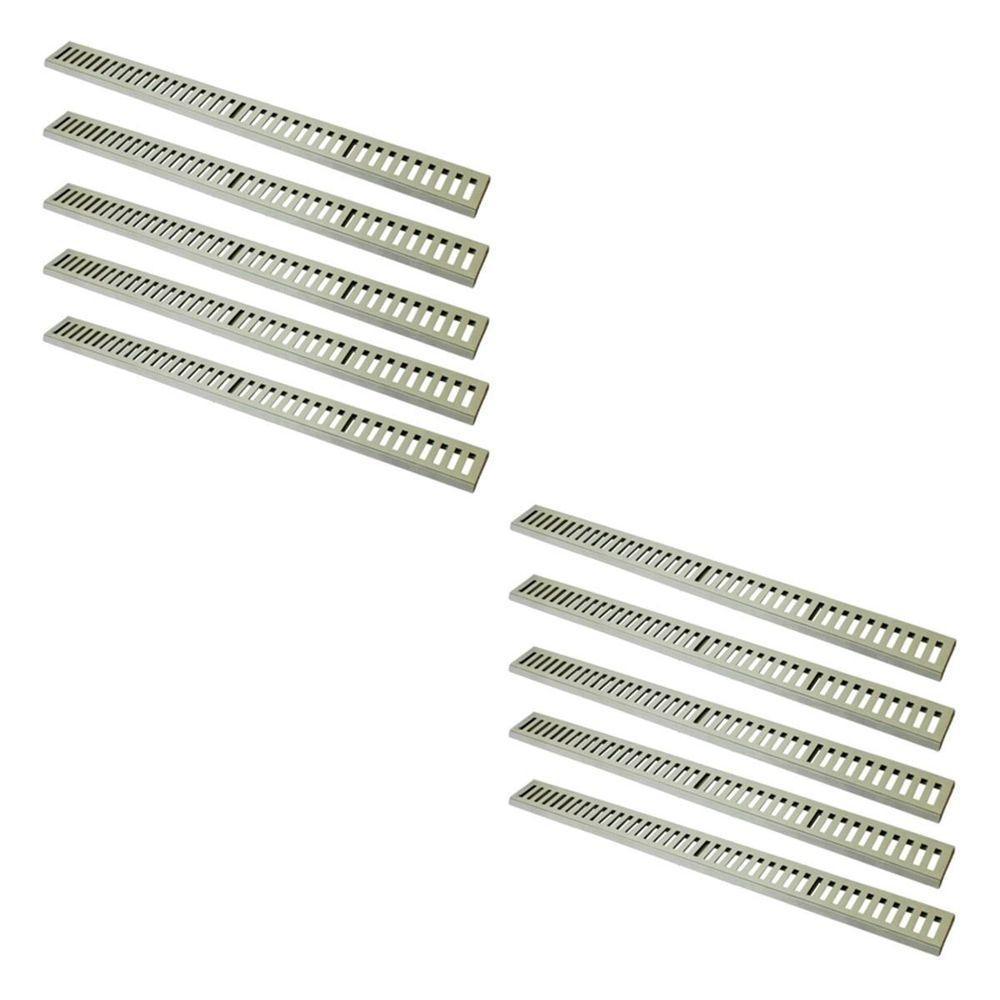 Kit 10 Ralo Grelha Linear Caixilho Em Alumínio Bege 20x100cm - 1