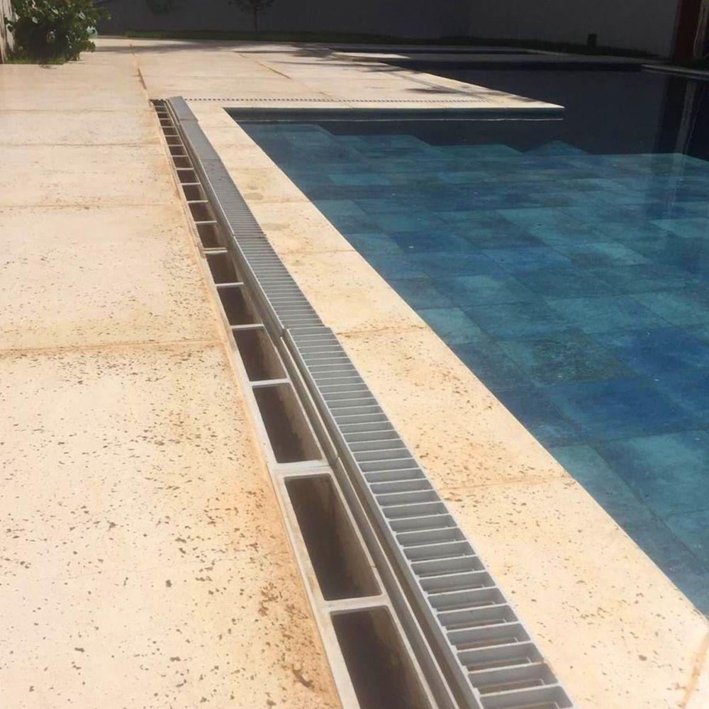 Kit 10 Ralo Grelha Linear Caixilho Em Alumínio Bege 20x100cm - 2