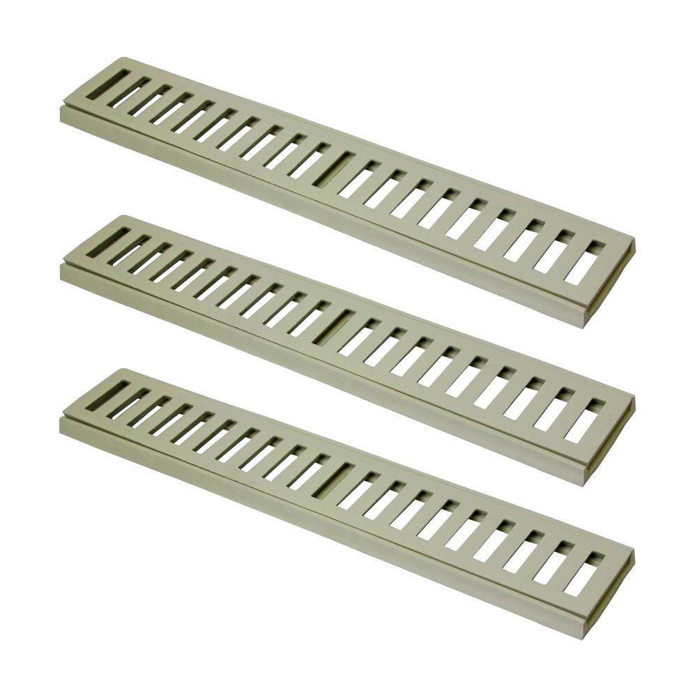 Kit 3 Ralo Grelha Linear Caixilho Em Alumínio Bege 15x50cm - 1