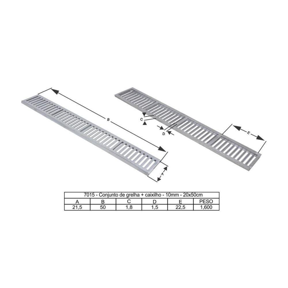 Kit 3 Ralo Grelha Linear Caixilho Em Alumínio Polido 20x50cm - 4