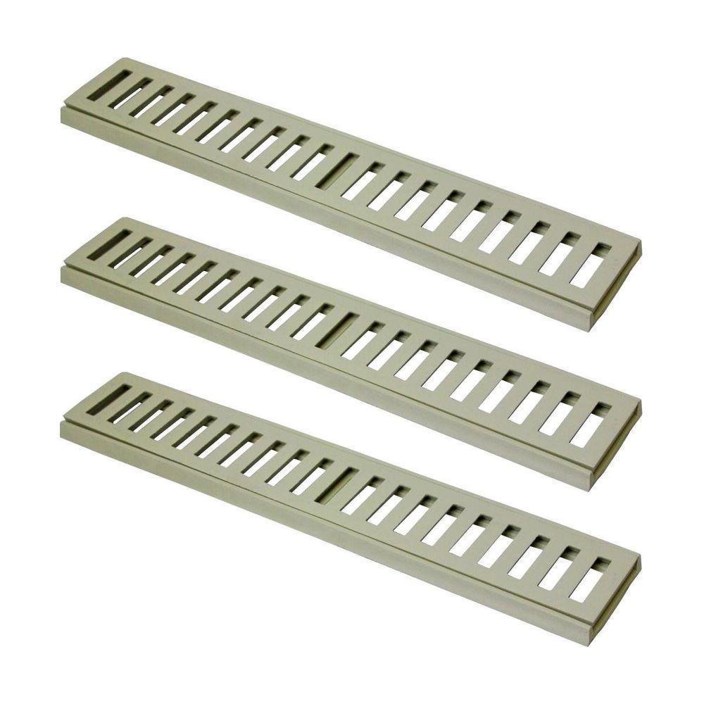 Kit 3 Ralo Grelha Linear Caixilho Em Alumínio Bege 20x50cm - 1