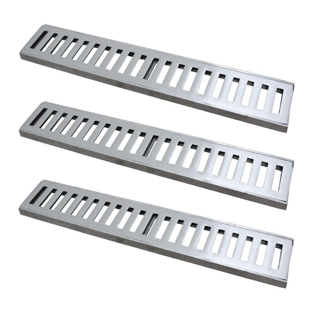 Kit 3 Ralo Grelha Linear Caixilho Em Alumínio Polido 15x50cm - 1