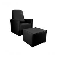 Poltrona Amamentação Com Balanço + Puff Sintetico Preto Matrix Annecy - 1