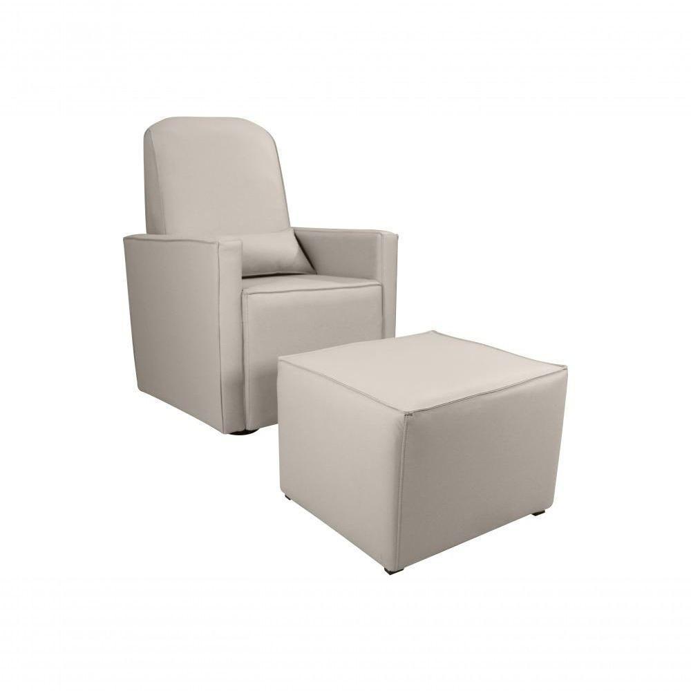 Poltrona Amamentação Com Balanço + Puff Sintetico Bege Matrix Annecy - 1