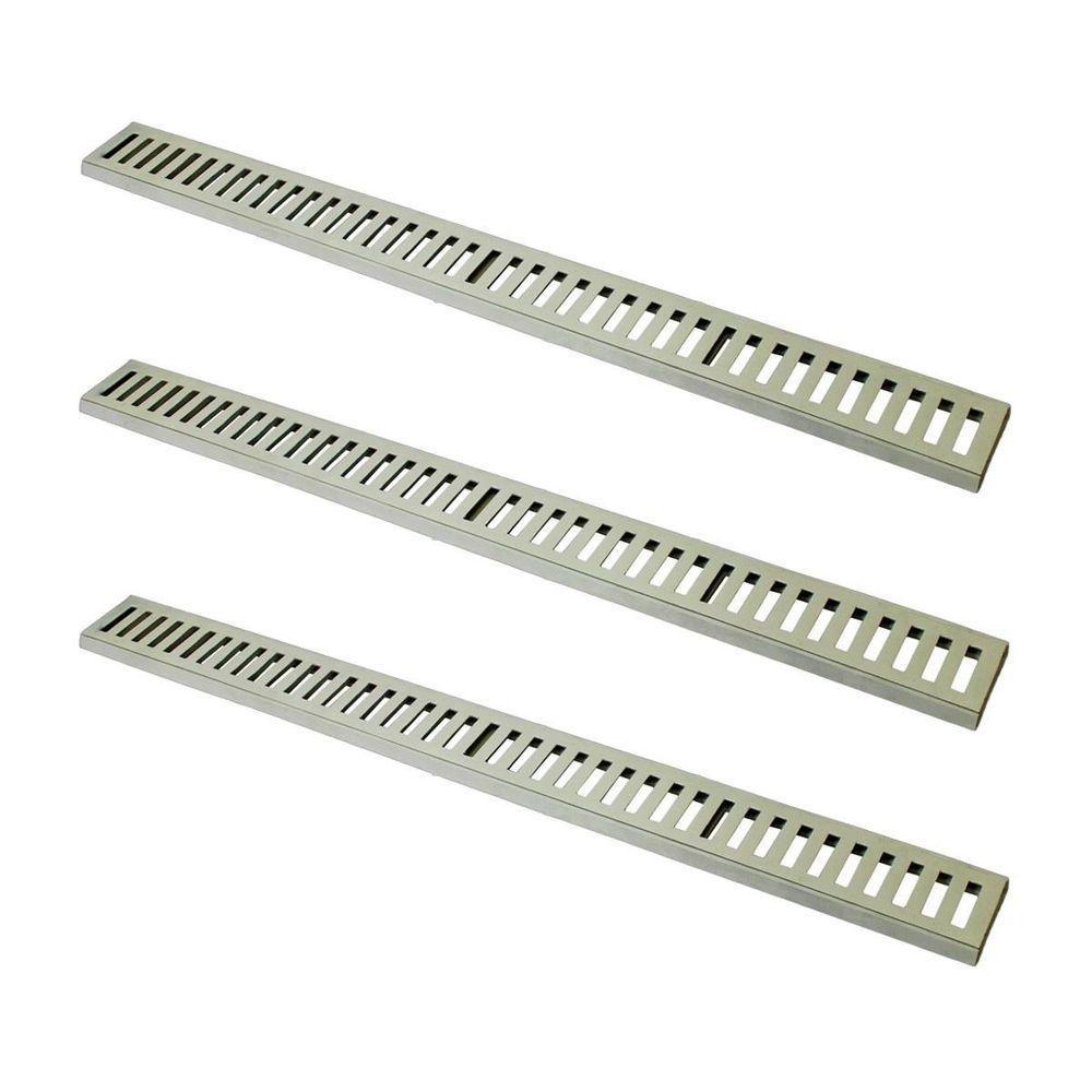 Kit 3 Ralo Grelha Linear Caixilho Em Alumínio Bege 20x100cm - 1