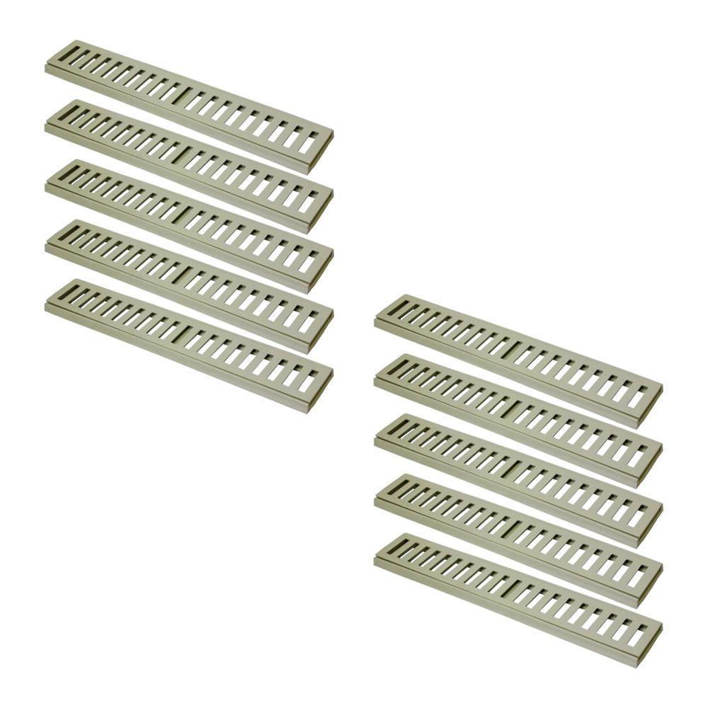 Kit 10 Ralo Grelha Linear Caixilho Em Alumínio Bege 15x50cm - 1