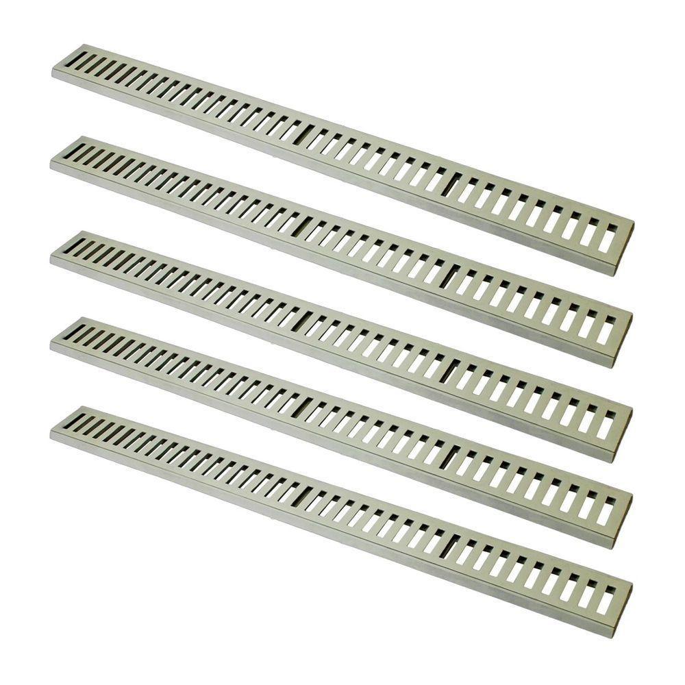 Kit 5 Ralo Grelha Linear Caixilho Em Alumínio Bege 10x100cm - 1