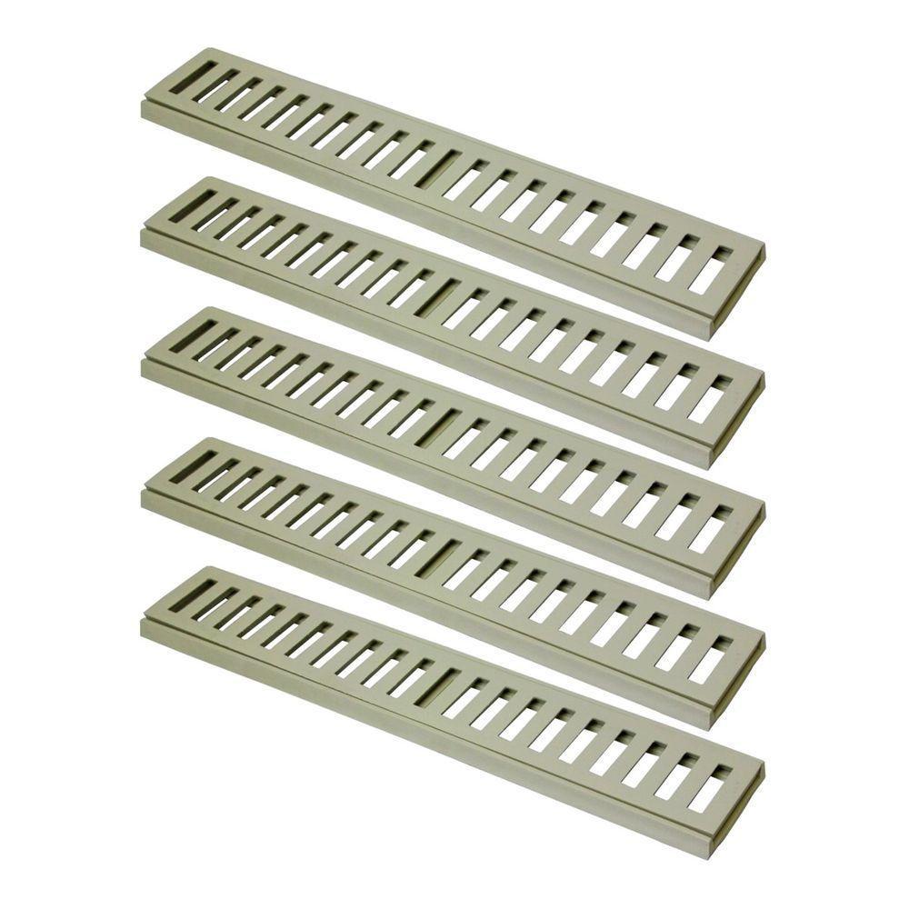 Kit 5 Ralo Grelha Linear Caixilho Em Alumínio Bege 15x50cm - 1