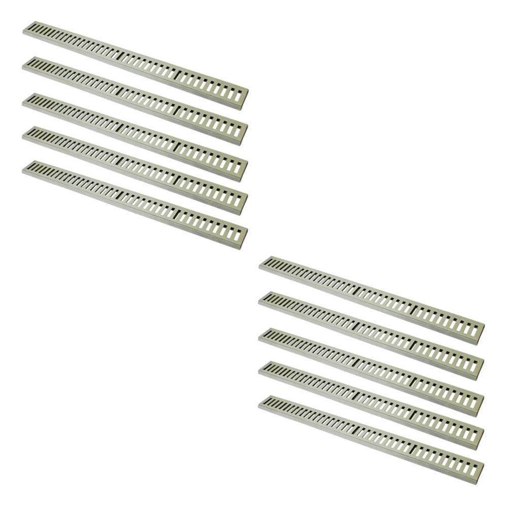 Kit 10 Ralo Grelha Linear Caixilho Em Alumínio Bege 15x100cm - 1