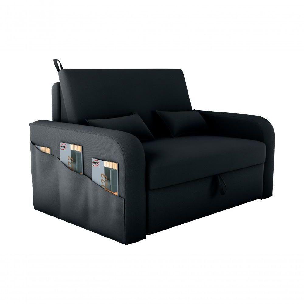 Sofá Cama Lady Day 2 Lugares Conforto Veludo Preto Matrix Sala Com Baú - 1