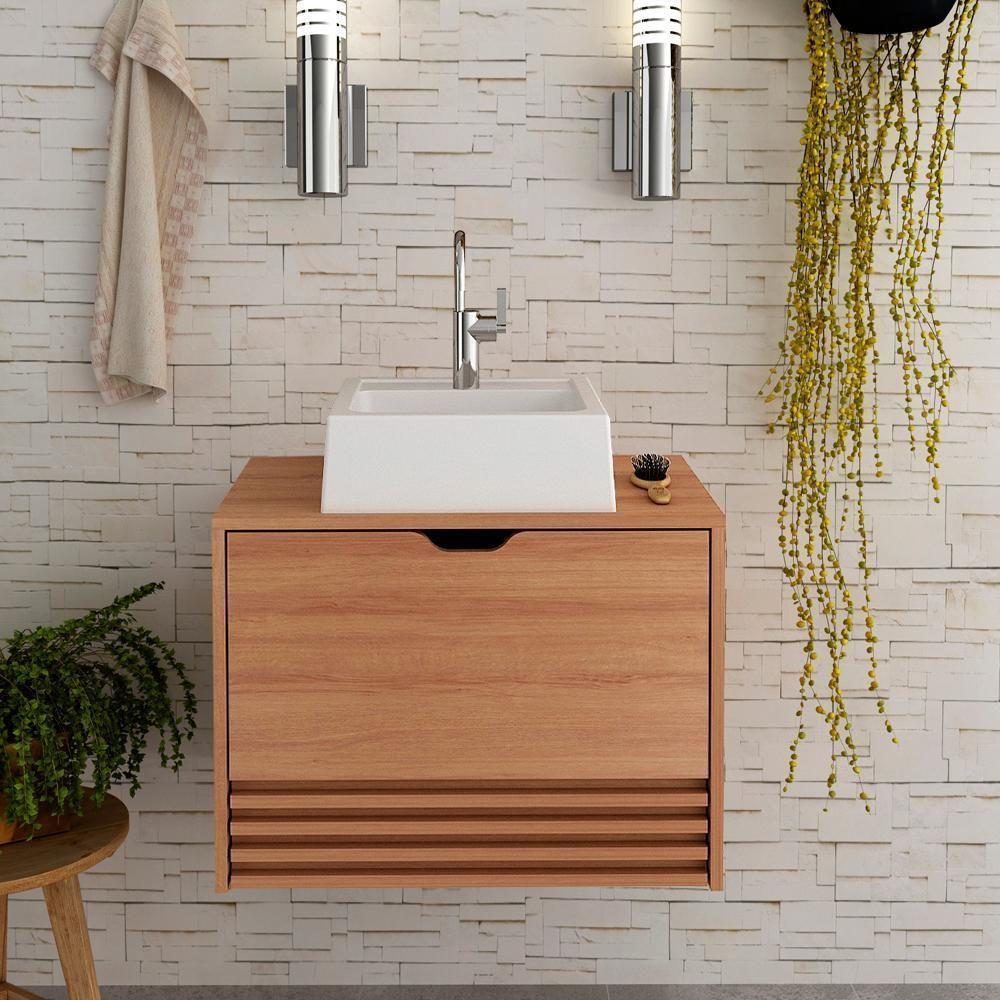 Gabinete Com Cuba Para Banheiro Bn3630x13 Amendoa Tecno Mobili Amendoa - 9