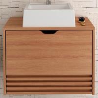 Gabinete Com Cuba Para Banheiro Bn3630x13 Amendoa Tecno Mobili Amendoa - 3