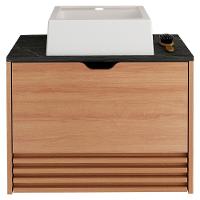 Gabinete Com Cuba Para Banheiro Bn3630x13 Amendoa Marmore Lunar Tecno Mobili Amendoa Marmore Lunar - 1