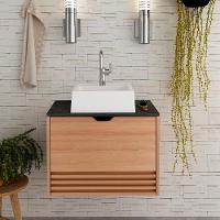 Gabinete Com Cuba Para Banheiro Bn3630x13 Amendoa Marmore Lunar Tecno Mobili Amendoa Marmore Lunar - 9