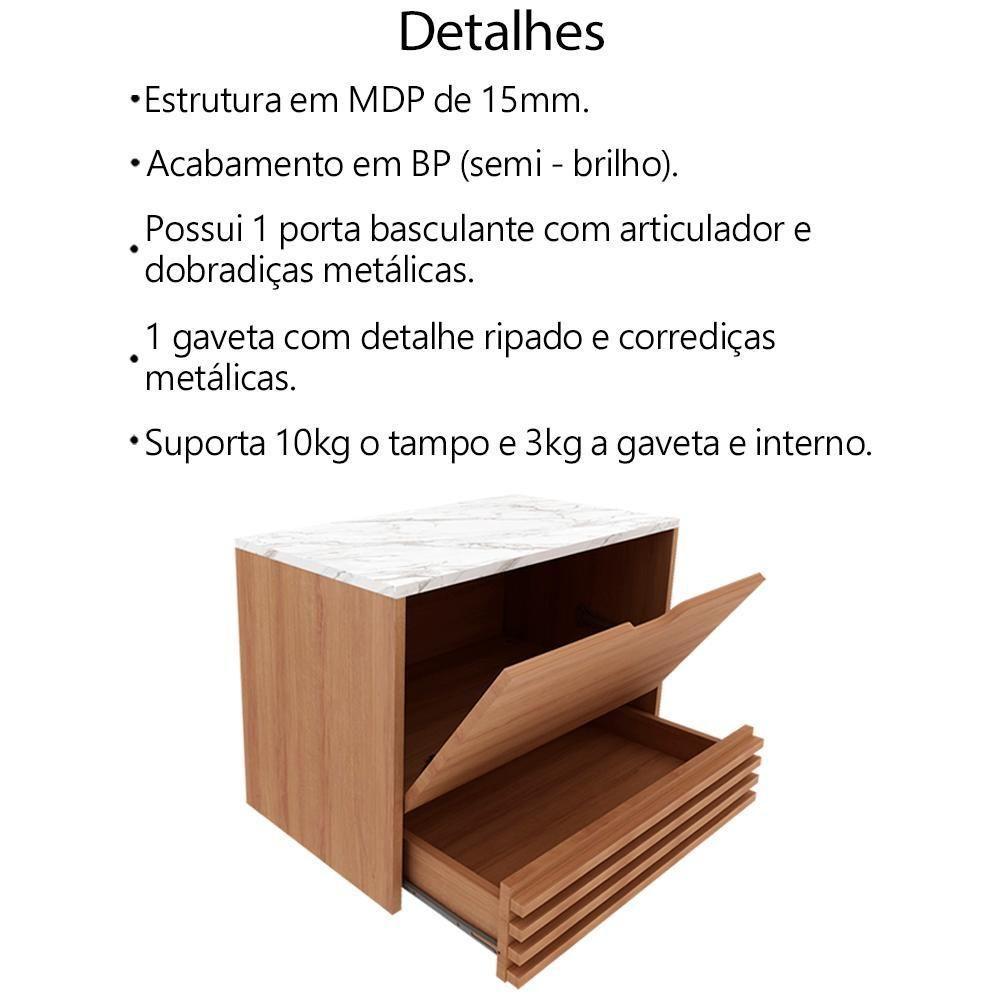 Gabinete Com Cuba Para Banheiro Bn3630x13 Amendoa Marmore Branco Tecno Mobili Amendoa Marmore Branco - 5