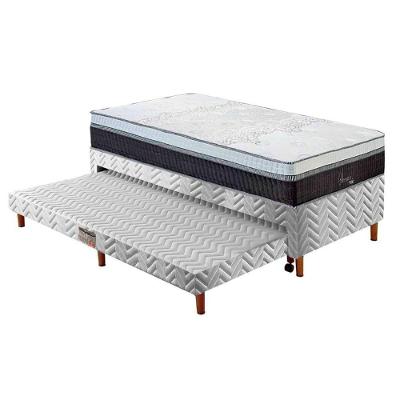 Cama Box C/Auxiliar Solteiro: Colchão Polar Masterpocket Serenatta 30 + Base Rústico Branco(88X188)