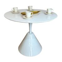 Mesa De Jantar Cone Redonda Masp 80 Cm Tampo Laca Branca Base Branca Cor Branco. - 2