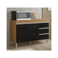 Multiuso Balcão Gabinete Andreia S/tampo 120cm 2 Portas 3 Gavetas Amendoa - Ajl Móveis - 2