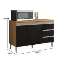 Multiuso Balcão Gabinete Andreia S/tampo 120cm 2 Portas 3 Gavetas Amendoa - Ajl Móveis - 4