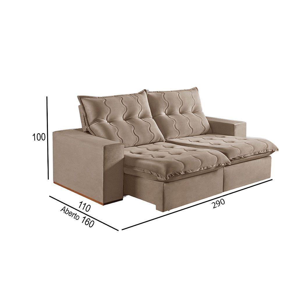 Sofá 5 Lugares Retrátil E Reclinável Martins M-177 Veludo Bege - 3