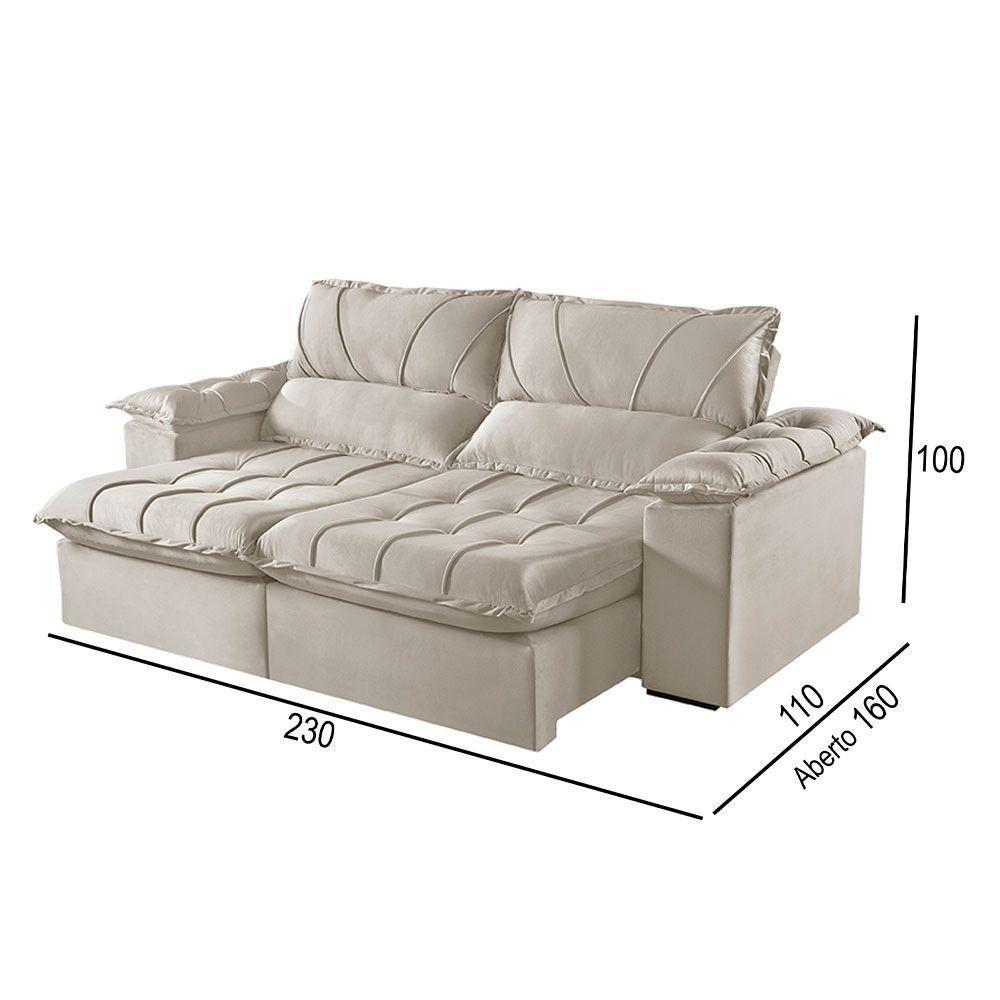 Sofá 3 Lugares Retrátil E Reclinável Martins M-178 Veludo Creme - 3