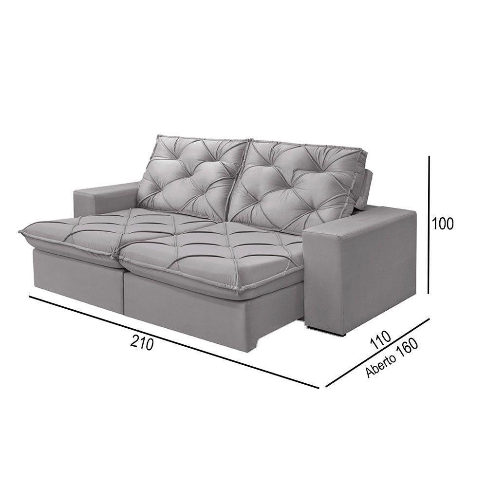 Sofá 2 Lugares Retrátil E Reclinável Martins M-176 Veludo Cinza - 3