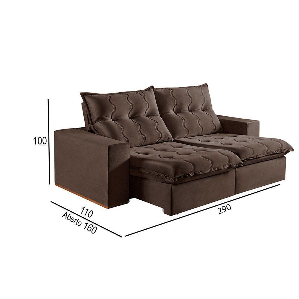 Sofá 5 Lugares Retrátil E Reclinável Martins M-177 Veludo Marrom - 3