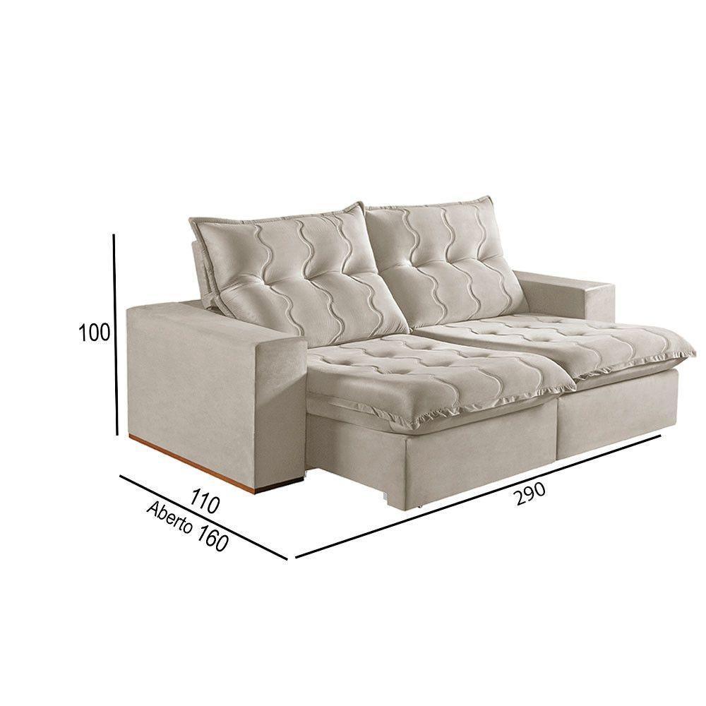 Sofá 5 Lugares Retrátil E Reclinável Martins M-177 Veludo Creme - 3