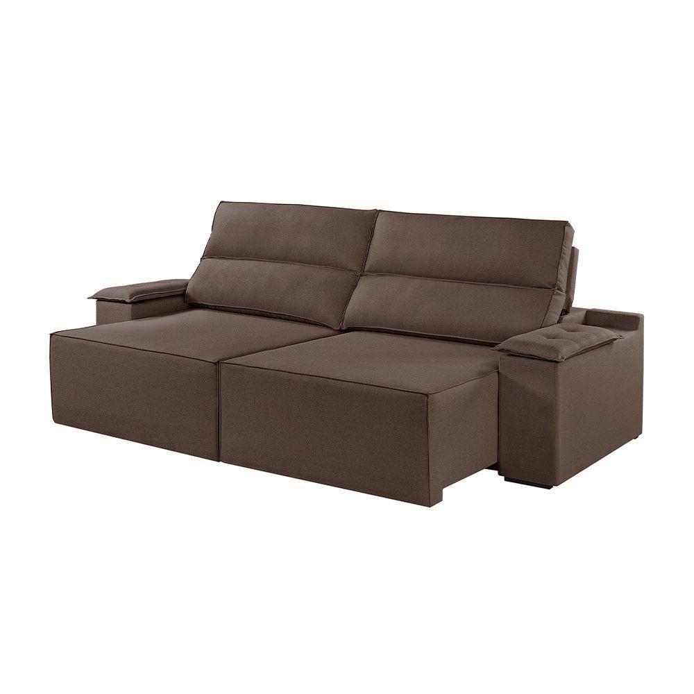 Sofá 4 Lugares Retrátil E Reclinável Martins M-180 Veludo Marrom - 1