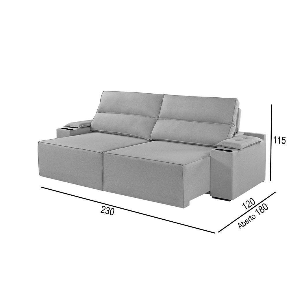 Sofá 3 Lugares Retrátil E Reclinável M-180 Martins Veludo Cinza - 3