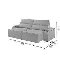 Sofá 3 Lugares Retrátil E Reclinável M-180 Martins Veludo Cinza - 3