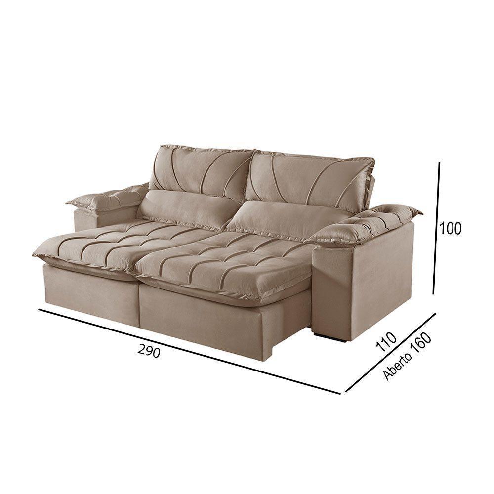 Sofá 5 Lugares Retrátil E Reclinável Martins M-178 Veludo Bege - 3
