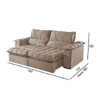 Sofá 5 Lugares Retrátil E Reclinável Martins M-178 Veludo Bege - 3