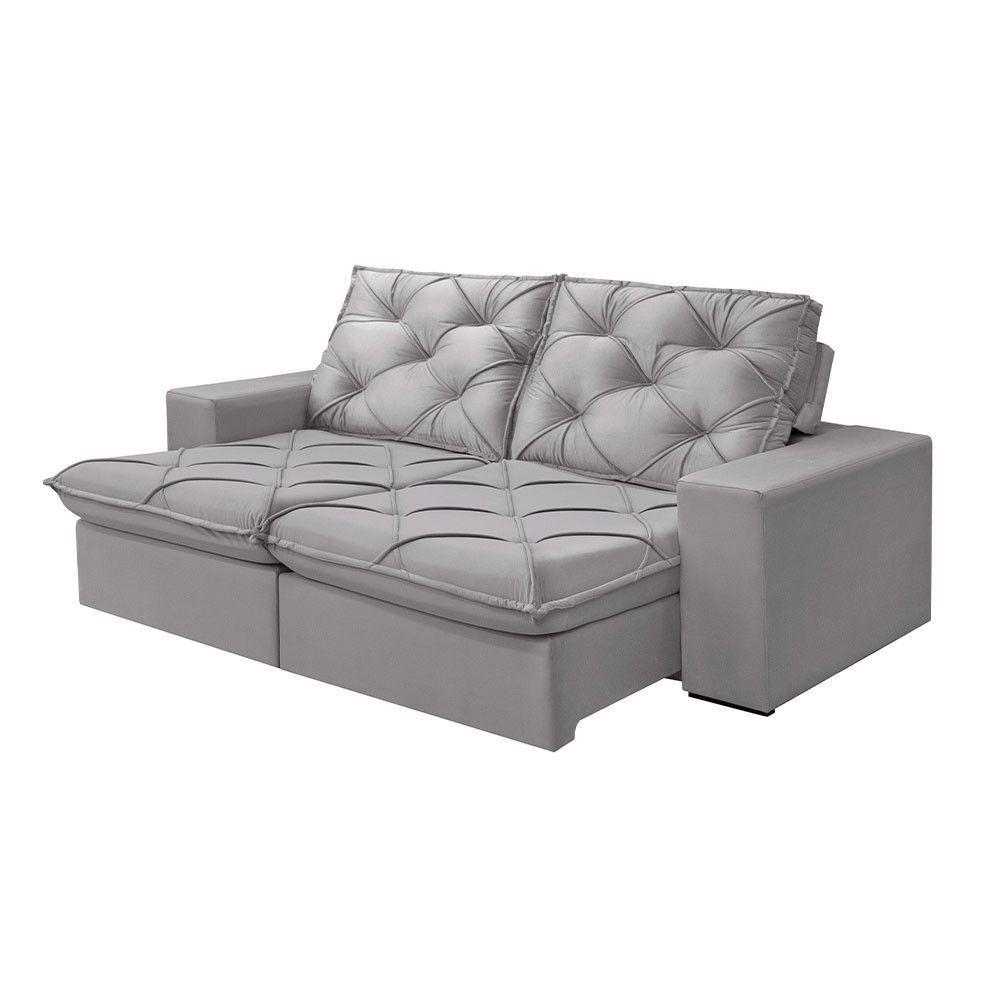 Sofá 3 Lugares Retrátil E Reclinável Martins M-176 Veludo Cinza - 1