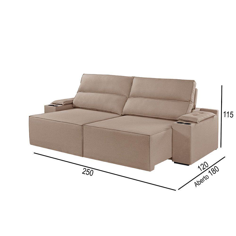 Sofá 4 Lugares Retrátil E Reclinável M-180 Martins Veludo Bege - 2