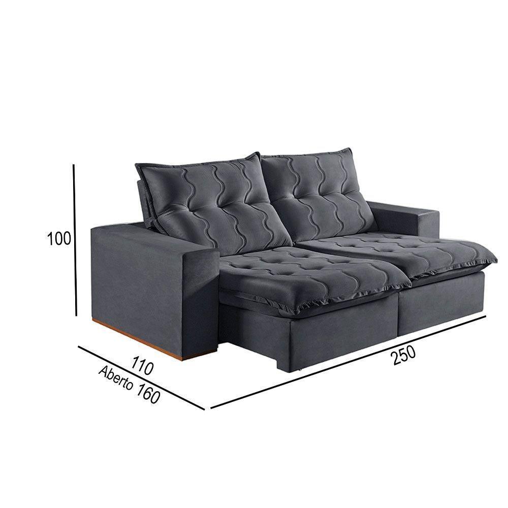 Sofá 4 Lugares Retrátil E Reclinável Martins M-177 Veludo Grafite - 2