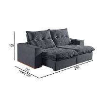 Sofá 4 Lugares Retrátil E Reclinável Martins M-177 Veludo Grafite - 2