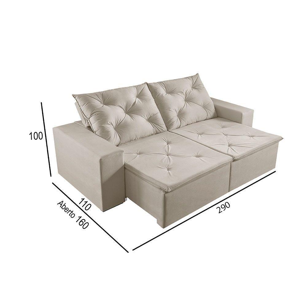 Sofá 5 Lugares Retrátil E Reclinável Martins M-181 Veludo Creme - 3