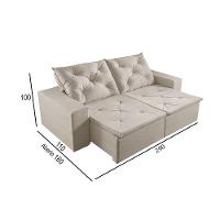 Sofá 5 Lugares Retrátil E Reclinável Martins M-181 Veludo Creme - 3