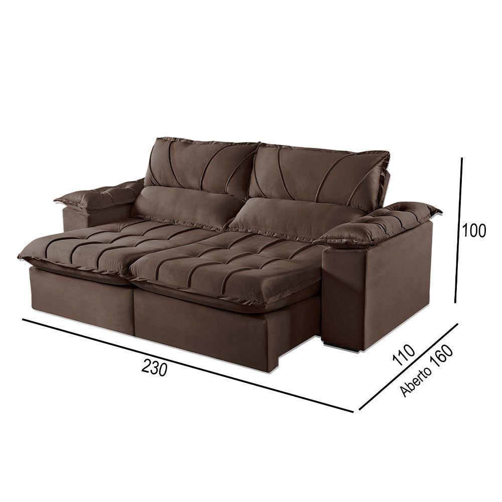 Sofá 3 Lugares Retrátil E Reclinável Martins M-178 Veludo Marrom - 3